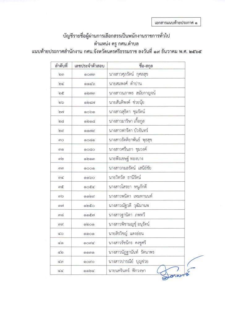 4. ประกาศผู้ผ่านการสรรหาเป็นพนักงานราชการทั่วไป